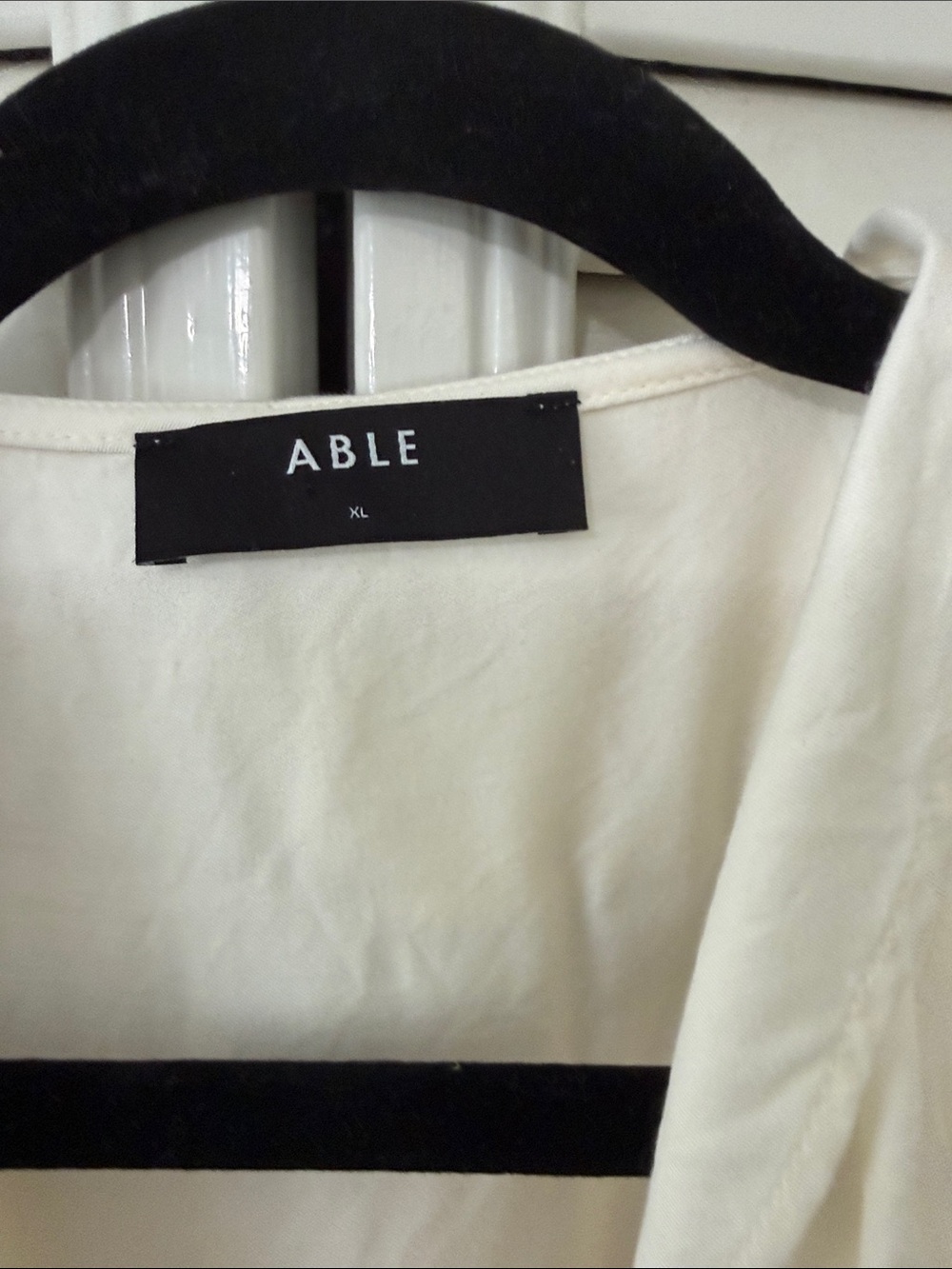 Able Ivory Ruffle V-Neck Button Blouse - Picture 2 of 5